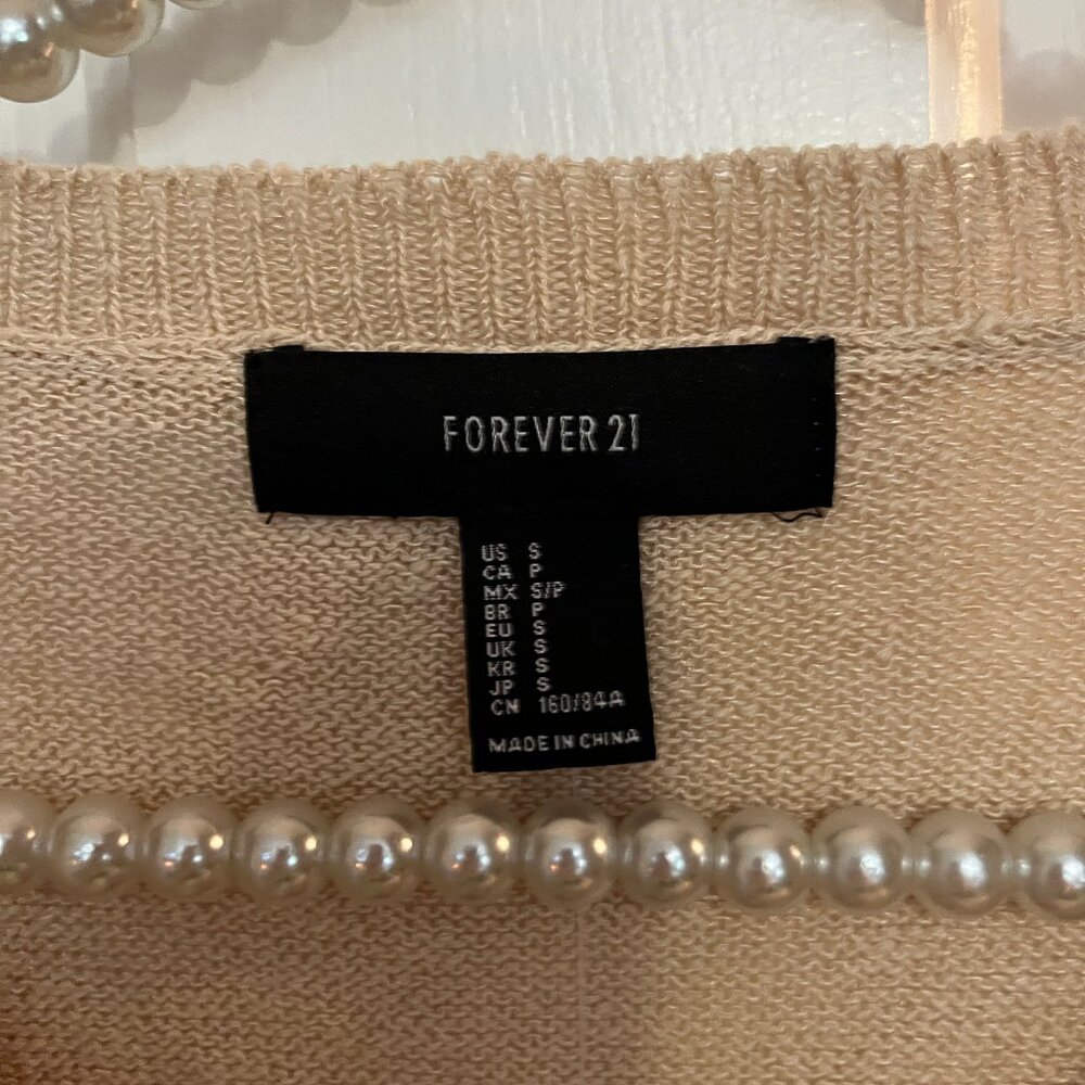 NEW Forever 21 Ladies Peach Crew Neck Long Sleeve Knit Sweater Size S - Picture 2 of 6